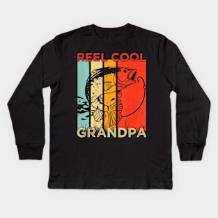 Reel Cool Grandpa Father's Day Grandfather Fishing Kids Long Sleeve T-Shirt